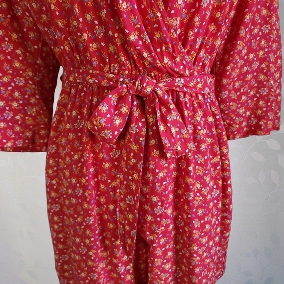 Madewell Floral Romper Shorts Retro V-Neck Tie Waist French Cottage Twee Red 4 - Picture 4 of 16